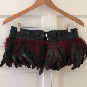Sexy Feather Belt Skirt